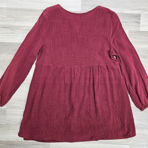 TASSEL N LACE Red Southwestern Tribal Embroidered Cotton Blouse Size Medium - Picture 7 of 7